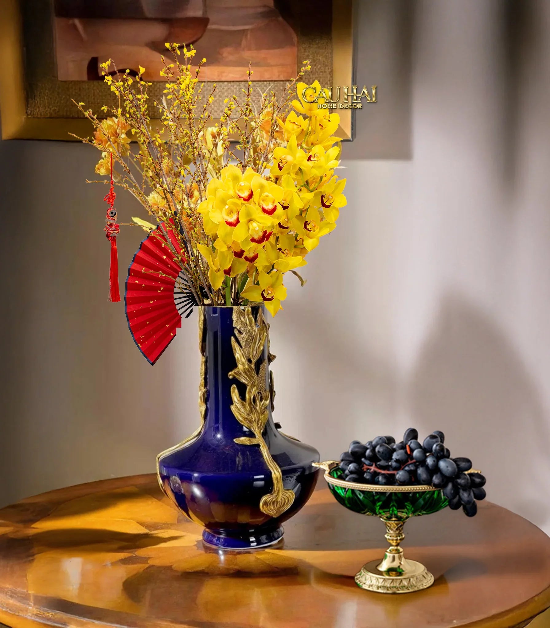 Maison Couture - Bình Hoa Imperium Empire Divine Vase - Laurel Amphora Miniature – Imperial Cobalt 30x21x21-CẬU HAI HOME DECOR