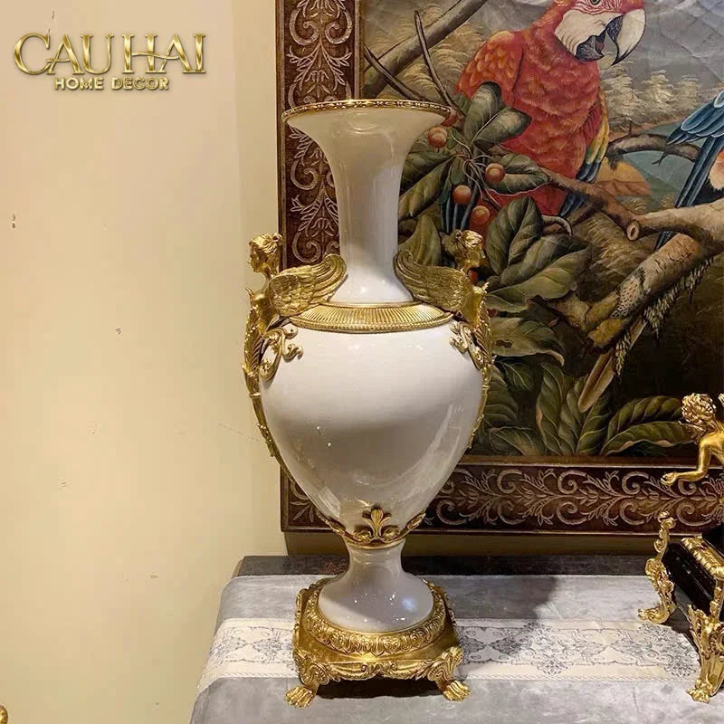 Maison Couture - Bình Hoa Imperium Empire Divine Vase - Papillon Pedestal – D’Ivoire H60x26x26-CẬU HAI HOME DECOR