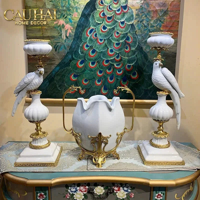 Maison Couture - Bình Hoa Imperium Empire Divine Vase - Papillon Pedestal – D’Ivoire H60x26x26-CẬU HAI HOME DECOR