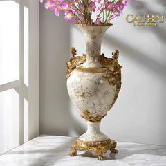 Maison Couture - Bình Hoa Imperium Empire Divine Vase - Papillon Pedestal – D’Ivoire H60x26x26-CẬU HAI HOME DECOR