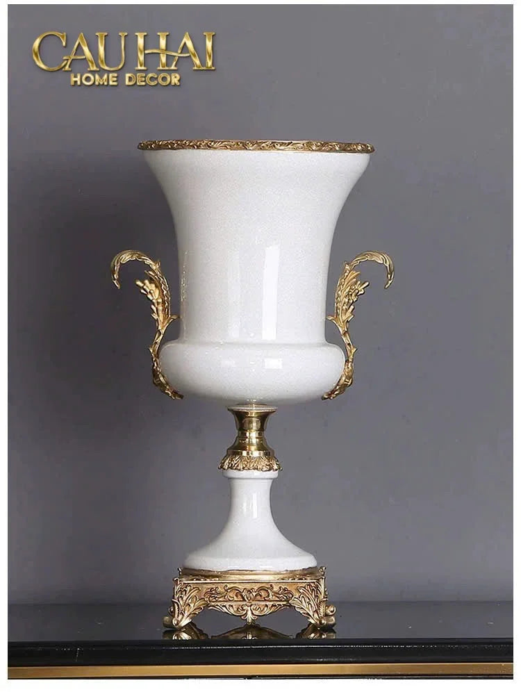 Maison Couture - Bình Hoa Imperium Empire Divine Vase - Papillon Pedestal – D’Ivoire H60x26x26-CẬU HAI HOME DECOR