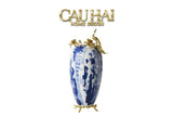 Maison Couture - Bình Hoa Khổng Tước Bằng Đồng- Dynasty Regal Paon Indigo Indochine H42-BÌNH HOA-CẬU HAI HOME DECOR
