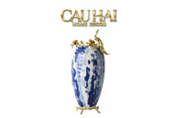 Maison Couture - Bình Hoa Khổng Tước Bằng Đồng- Dynasty Regal Paon Indigo Indochine H42-CẬU HAI HOME DECOR