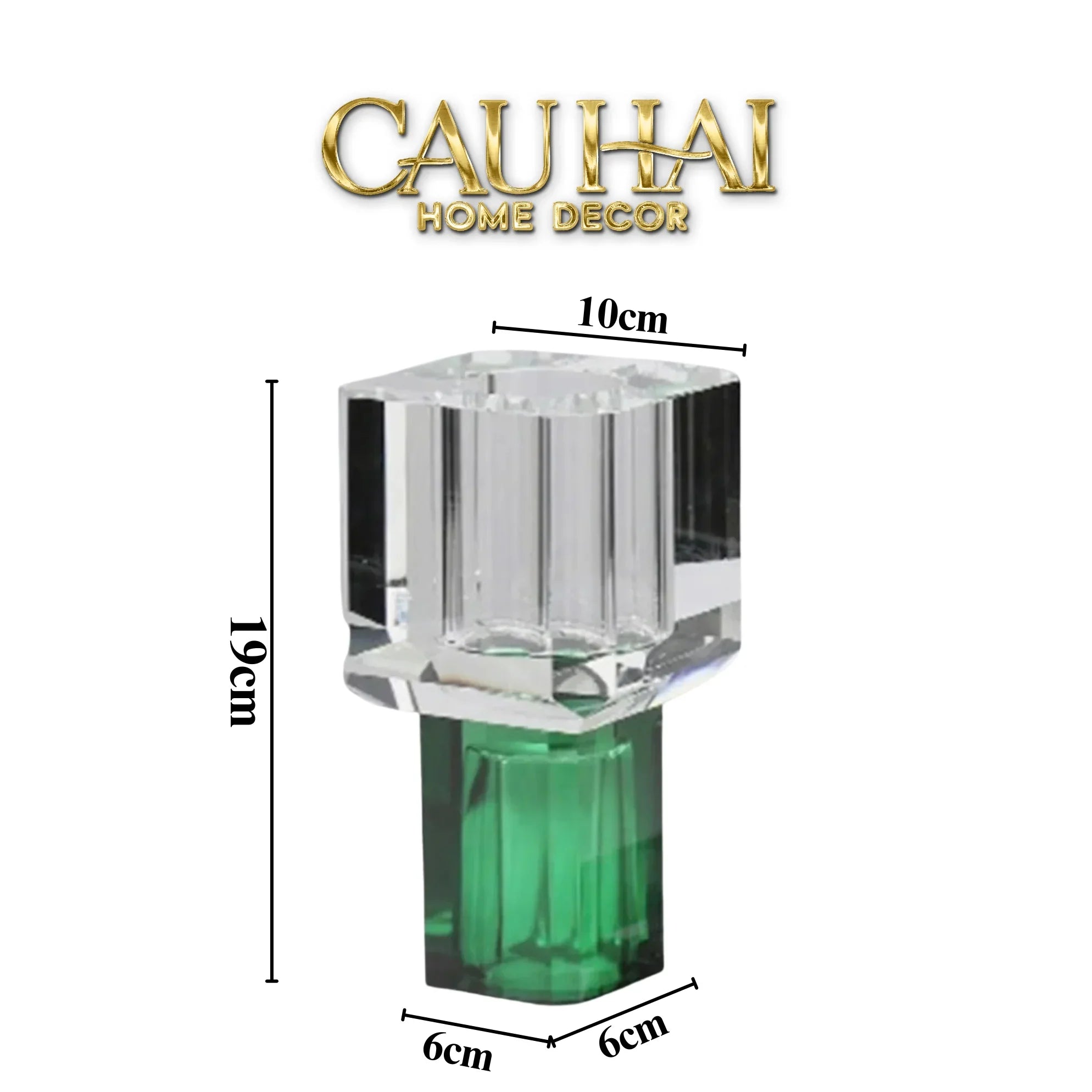 Maison Couture - Bình Hoa Pha Lê Atelier Émeraude Crystal Geometric Vessel 10x19-CẬU HAI HOME DECOR