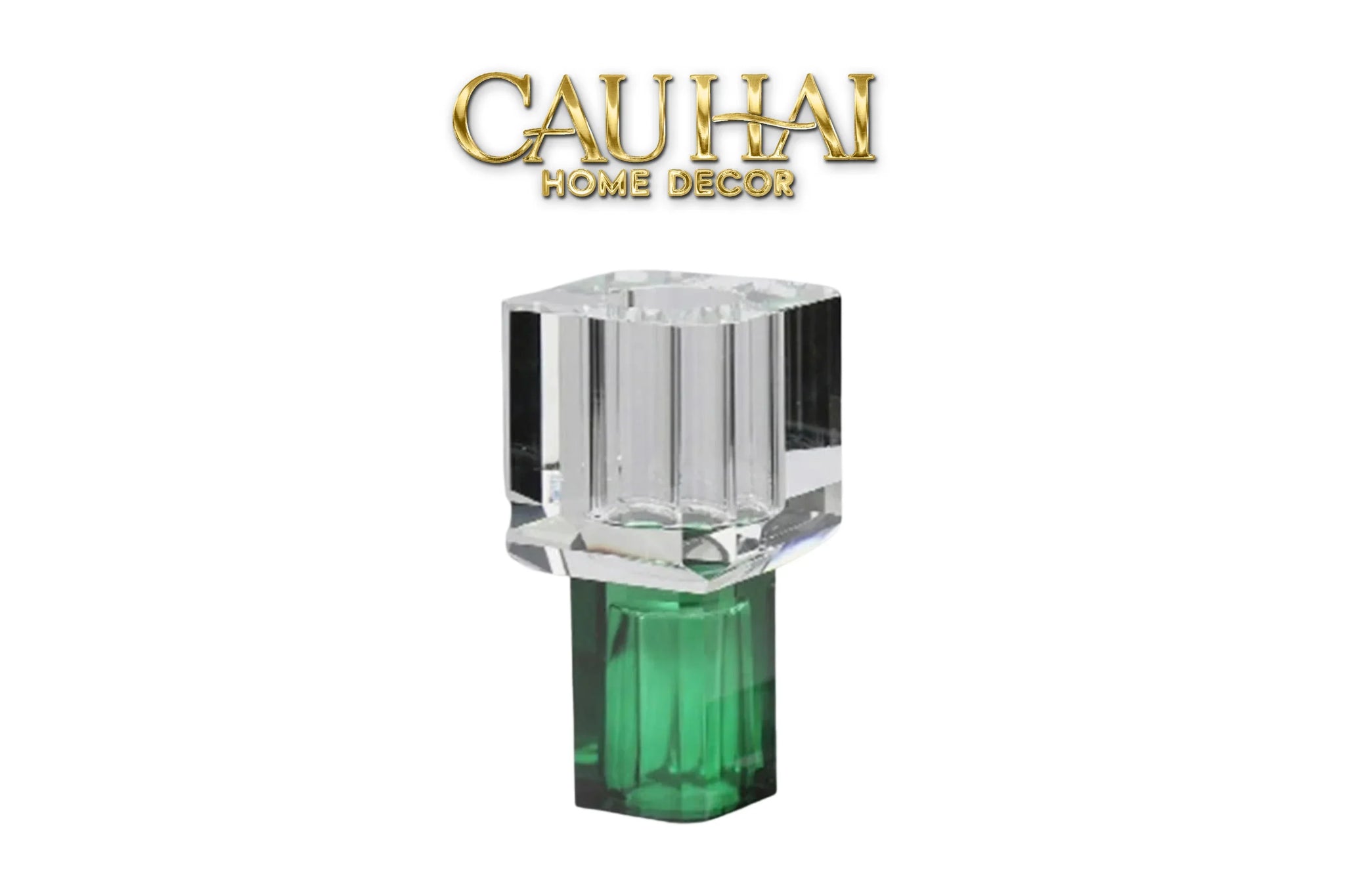 Maison Couture - Bình Hoa Pha Lê Atelier Émeraude Crystal Geometric Vessel 10x19-CẬU HAI HOME DECOR