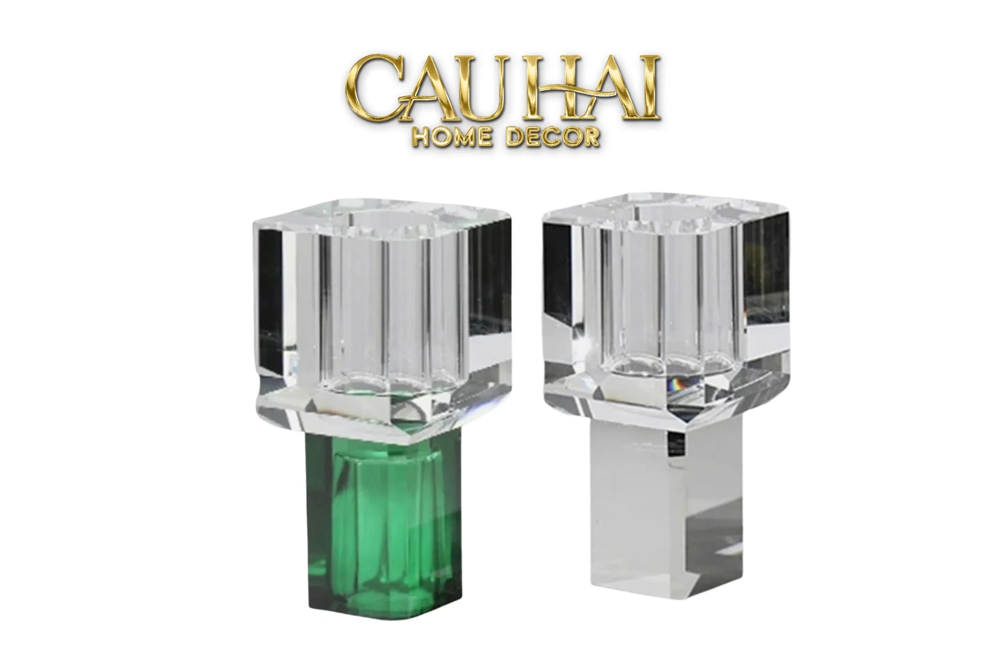 Maison Couture - Bình Hoa Pha Lê Atelier Émeraude Crystal Geometric Vessel 10x19-CẬU HAI HOME DECOR