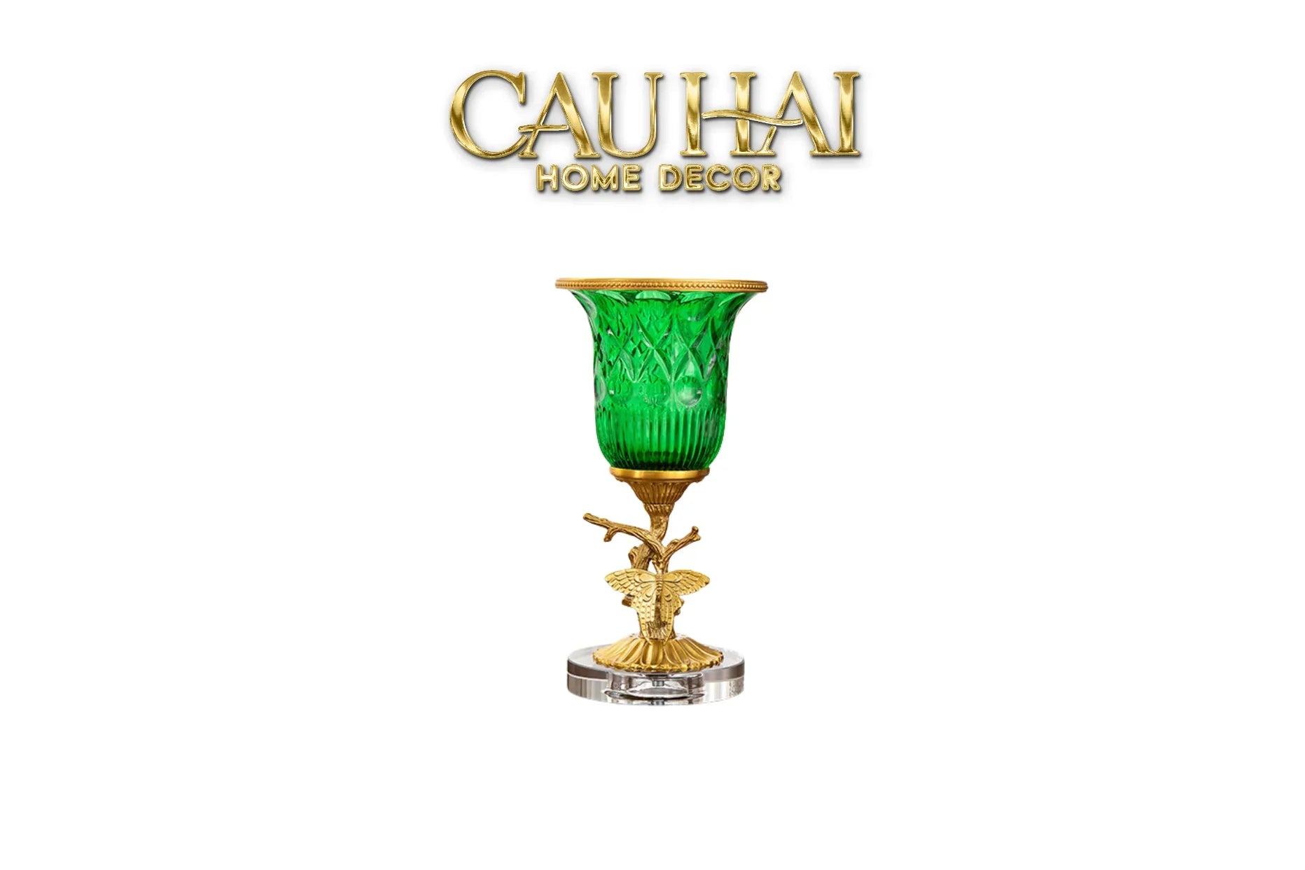 Maison Couture - Bình Hoa Pha Lê Brasson Papillon Emerald H30-CẬU HAI HOME DECOR