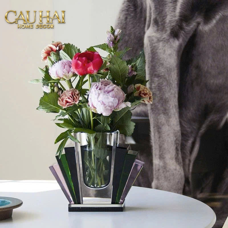 Maison Couture - Bình Hoa Pha Lê Đôi Cánh Nữ Thần Nephthys Winged Émeraude Cristalleries - CẬU HAI HOME DECOR