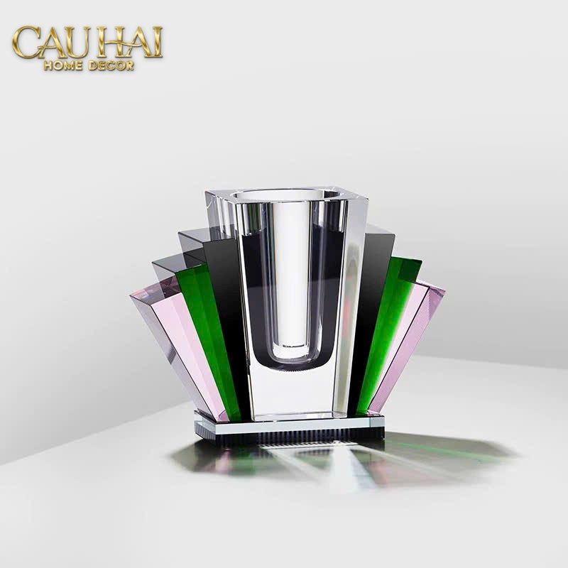 Maison Couture - Bình Hoa Pha Lê Đôi Cánh Nữ Thần Nephthys Winged Émeraude Cristalleries - CẬU HAI HOME DECOR