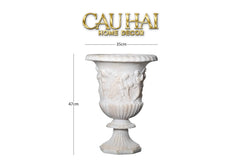 Maison Couture - Bình Hoa Phù Điêu Đá Sa Thạch Giả Ngọc - Amphora Des Dieux Dionysien - Patrimoine H47xM35-CẬU HAI HOME DECOR