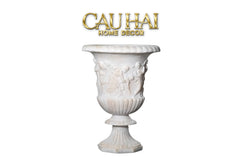 Maison Couture - Bình Hoa Phù Điêu Đá Sa Thạch Giả Ngọc - Amphora Des Dieux Dionysien - Patrimoine H47xM35-CẬU HAI HOME DECOR