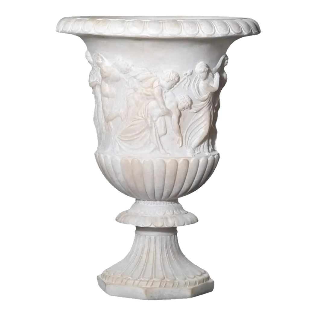 Maison Couture - Bình Hoa Phù Điêu Đá Sa Thạch Giả Ngọc - Amphora Des Dieux Dionysien - Patrimoine H47xM35