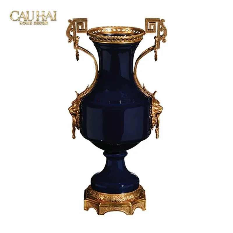 Maison Couture – Bình Hoa Sứ Đồng Imperium Empire Amphora Of Dionysus - Barocco Divine Vase H52-CẬU HAI HOME DECOR