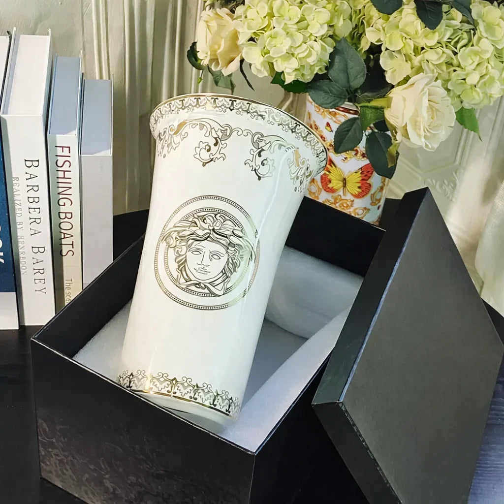 Maison Couture - Bình Hoa Sứ Tráng Men Cao Cấp V Class - Medusa Timeless Mythology 17x30.5-CẬU HAI HOME DECOR