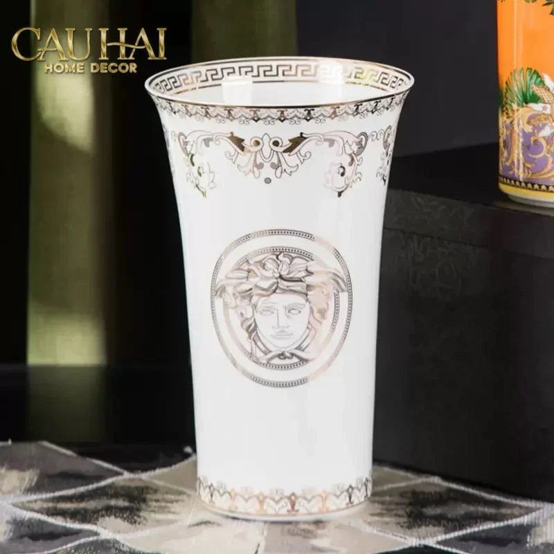 Maison Couture - Bình Hoa Sứ Tráng Men Cao Cấp V Class - Medusa Timeless Mythology 17x30.5-CẬU HAI HOME DECOR