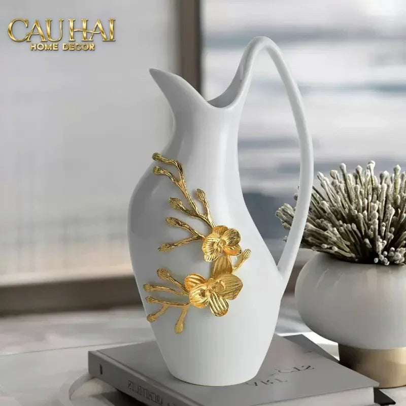 Maison Couture - Bình Hoa Sứ Trắng Orchidée d’Or Vase Éwer H34-CẬU HAI HOME DECOR
