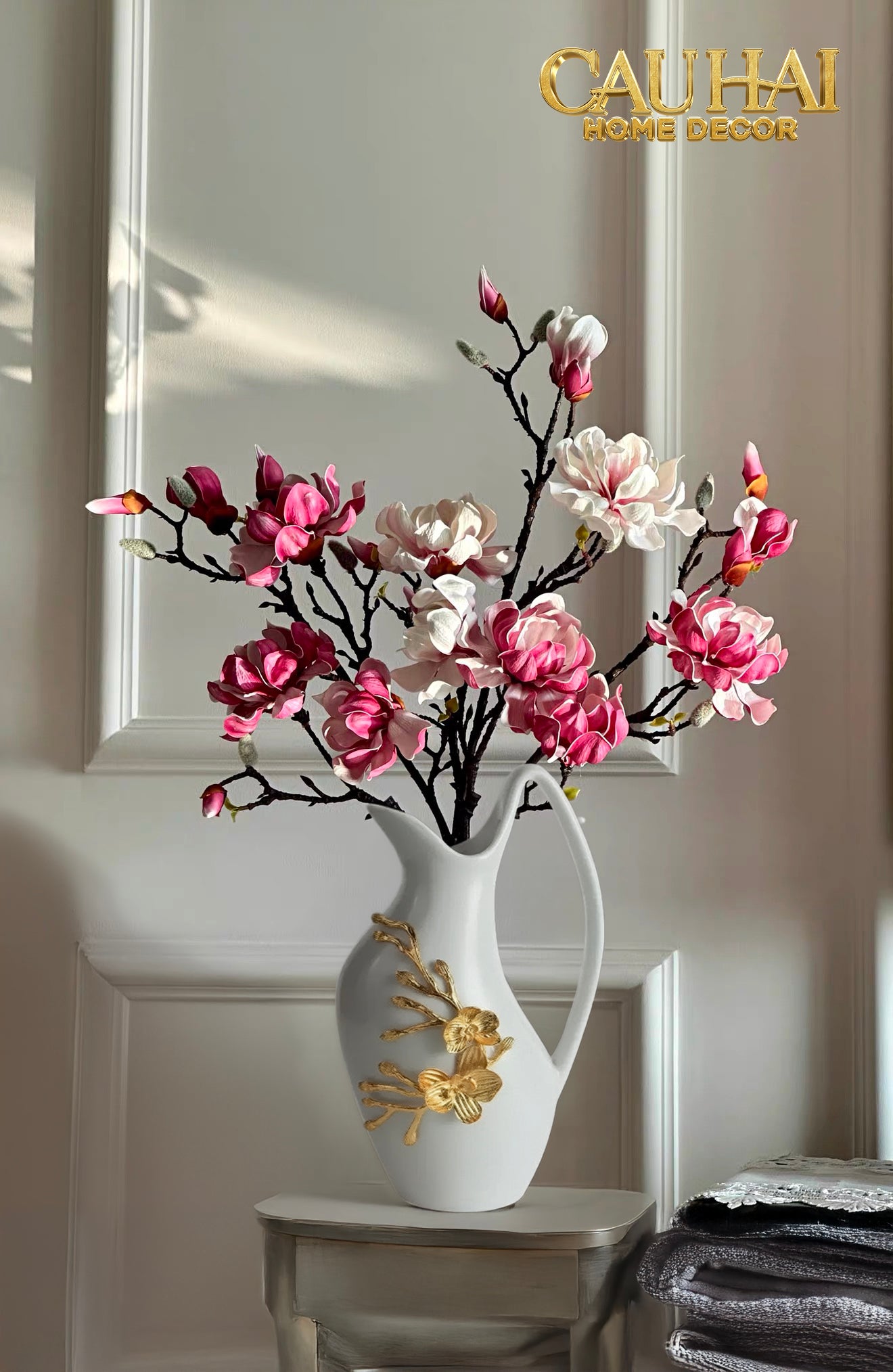 Maison Couture - Bình Hoa Sứ Trắng Orchidée d’Or Vase Éwer H34-CẬU HAI HOME DECOR