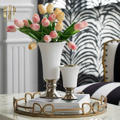 Maison Couture - Bình Hoa Sứ Trắng Venice AB House Manhattan Vibe 11x20-CẬU HAI HOME DECOR