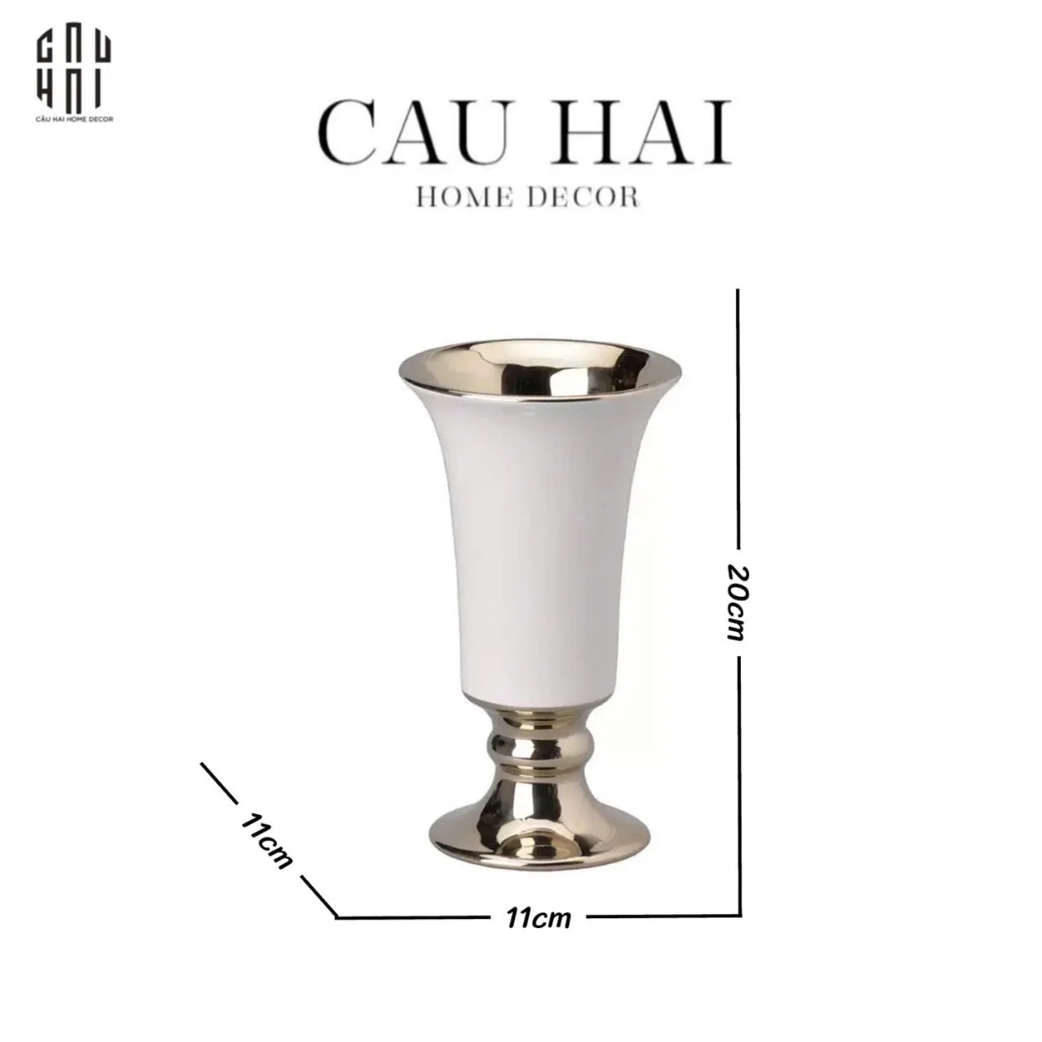 Maison Couture - Bình Hoa Sứ Trắng Venice AB House Manhattan Vibe 11x20-CẬU HAI HOME DECOR