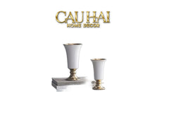 Maison Couture - Bình Hoa Sứ Trắng Venice AB House Manhattan Vibe 11x20-CẬU HAI HOME DECOR