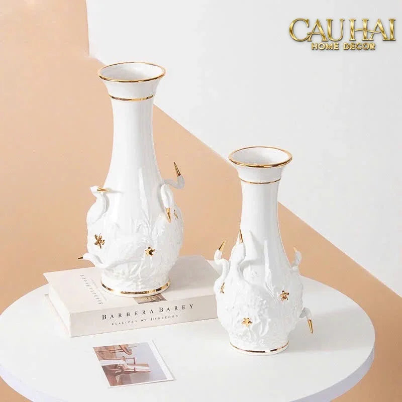 Maison Couture - Bình Hoa Thiên Nga - Odette Impériale Swan Princess Vase H31-CẬU HAI HOME DECOR