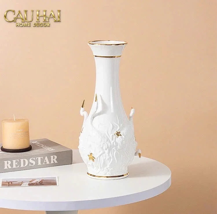 Maison Couture - Bình Hoa Thiên Nga - Odette Impériale Swan Princess Vase H31-CẬU HAI HOME DECOR