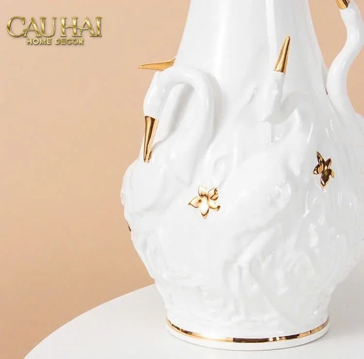 Maison Couture - Bình Hoa Thiên Nga - Odette Impériale Swan Princess Vase H31-CẬU HAI HOME DECOR