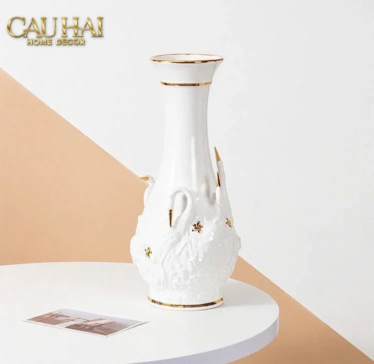 Maison Couture - Bình Hoa Thiên Nga - Odette Impériale Swan Princess Vase H31-CẬU HAI HOME DECOR