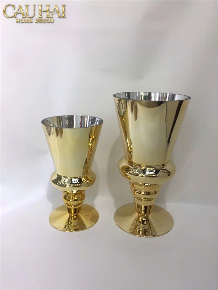 Maison Couture - Bình Hoa Thuỷ Tinh Mạ Vàng Cristallerie Dorée Impériale Goblet Vessel 19x34 - CẬU HAI HOME DECOR