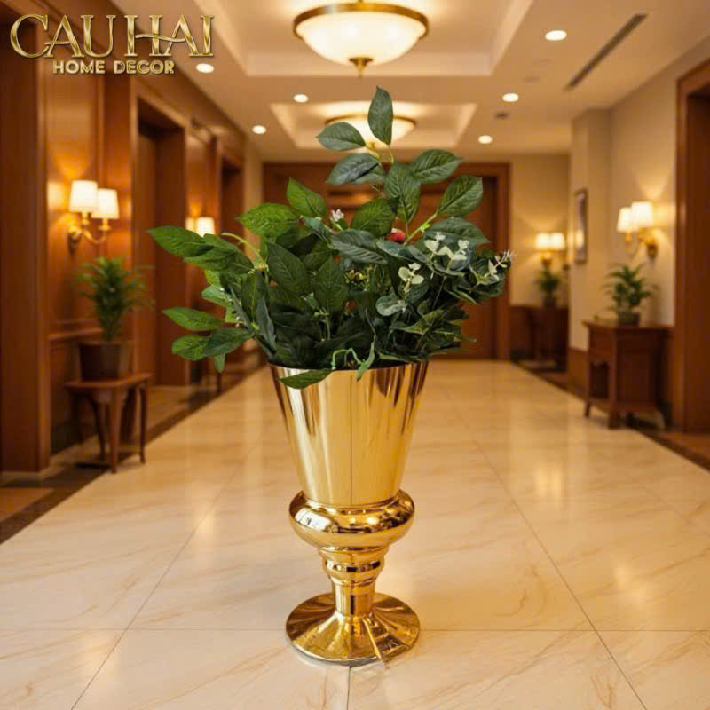 Maison Couture - Bình Hoa Thuỷ Tinh Mạ Vàng Cristallerie Dorée Impériale Goblet Vessel 19x34 - CẬU HAI HOME DECOR