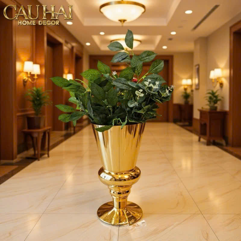 Maison Couture - Bình Hoa Thuỷ Tinh Mạ Vàng Cristallerie Dorée Impériale Goblet Vessel 19x34 - CẬU HAI HOME DECOR