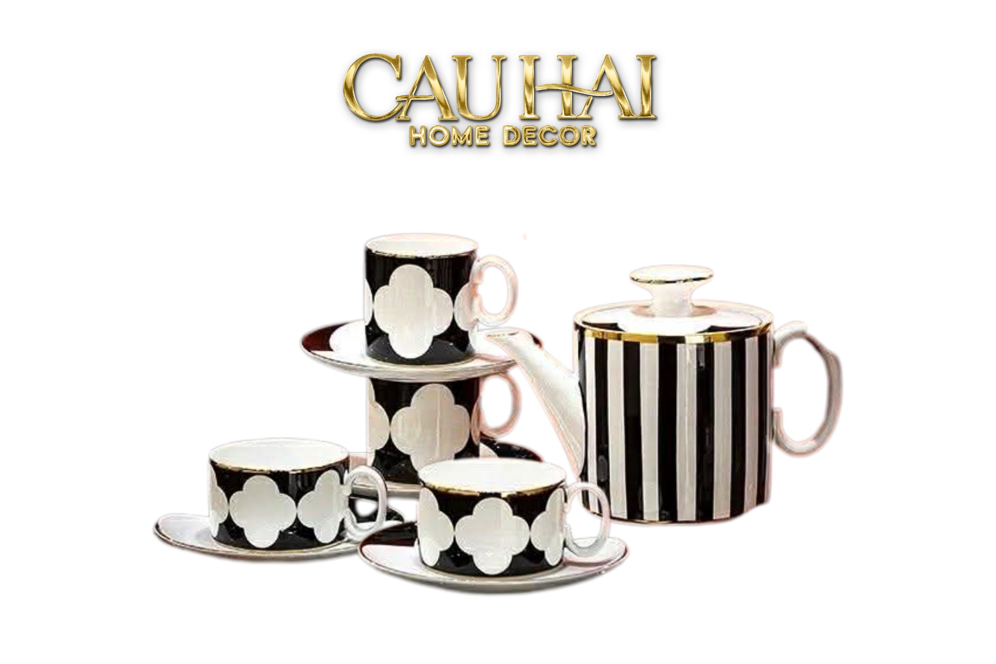 Maison Couture - Bộ Bình Trà Château Clover Signature – L’Atelier Rayé Élégant Tea Set - CẬU HAI HOME DECOR