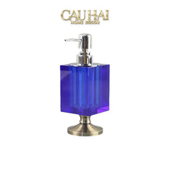 Maison Couture – Chai Kit Lotion Deepsea Blue Cristalleries Cube Impérial Vanities 8.5x7x19.5 220Ml-CẬU HAI HOME DECOR