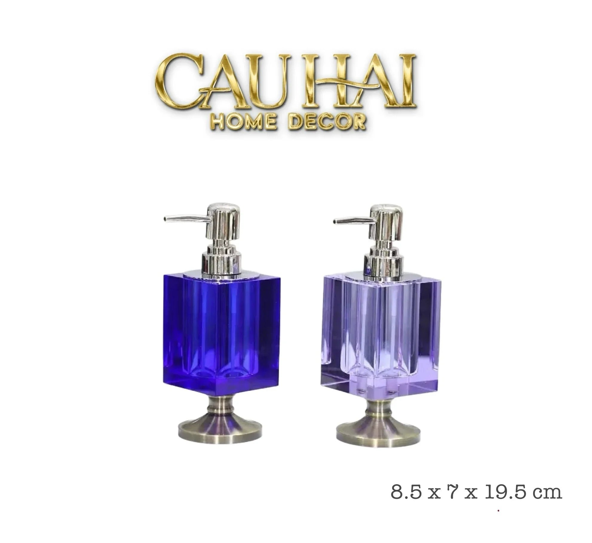 Maison Couture – Chai Kit Lotion Deepsea Blue Cristalleries Cube Impérial Vanities 8.5x7x19.5 220Ml-CẬU HAI HOME DECOR