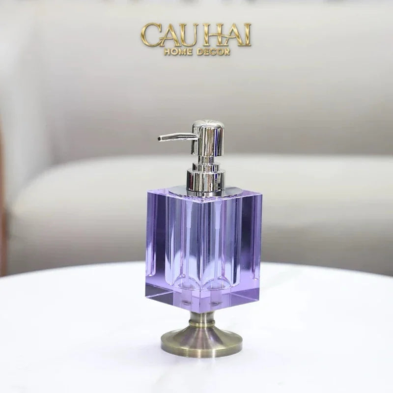 Maison Couture – Chai Kit Lotion Deepsea Blue Cristalleries Cube Impérial Vanities 8.5x7x19.5 220Ml-CẬU HAI HOME DECOR
