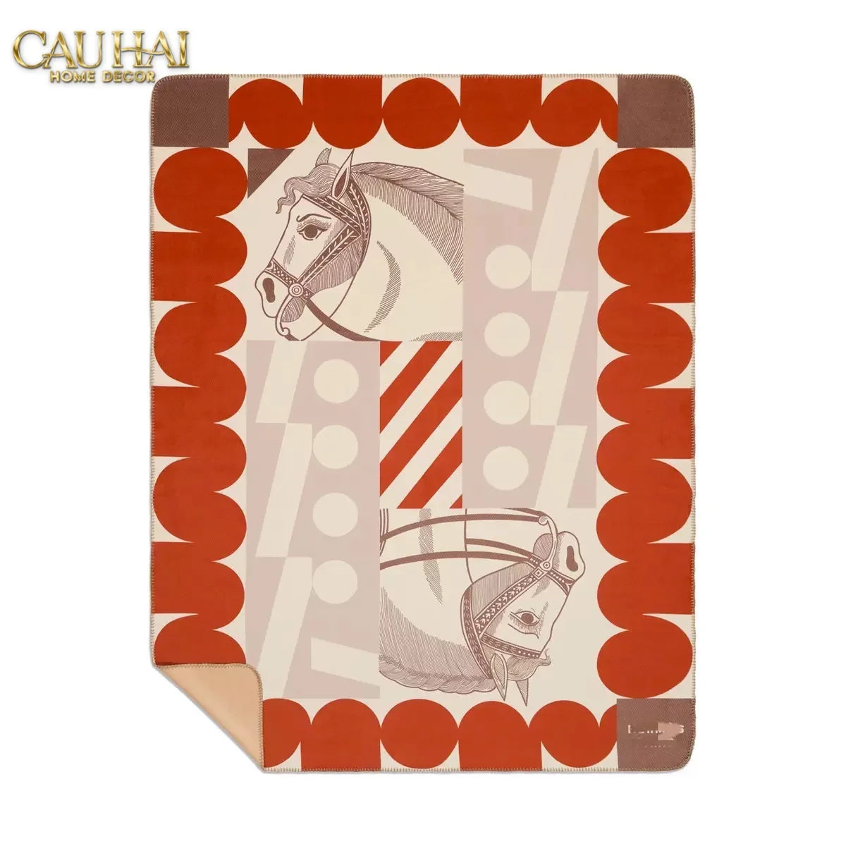 Maison Couture - Chăn Sofa Rouge l Velour Équestre Médaillon Velvet Blanket 150-CHĂN SOFA-CẬU HAI HOME DECOR