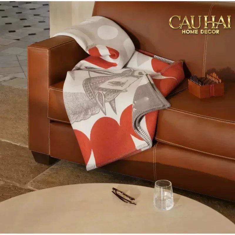 Maison Couture - Chăn Sofa Rouge l Velour Équestre Médaillon Velvet Blanket 150-CẬU HAI HOME DECOR