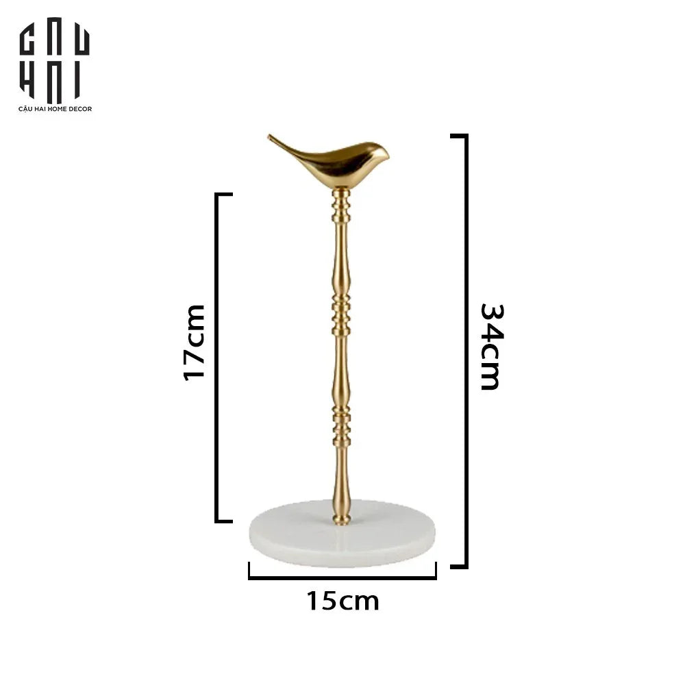 Maison Couture - Đế Giấy Lau Bếp / Giấy Ăn Bằng Đồng Đá Marble Finial Bird Paper Towel Stand 15x34-CẬU HAI HOME DECOR