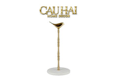 Maison Couture - Đế Giấy Lau Bếp / Giấy Ăn Bằng Đồng Đá Marble Finial Bird Paper Towel Stand 15x34-CẬU HAI HOME DECOR