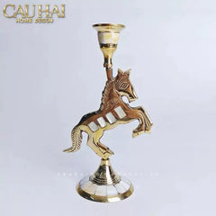 Maison Couture - Đế Nến Ngựa Đồng Khảm Trai Đế Pha Lê Vàng - Mahogany Cheval Majesté Candle Holders 11x21-CẬU HAI HOME DECOR