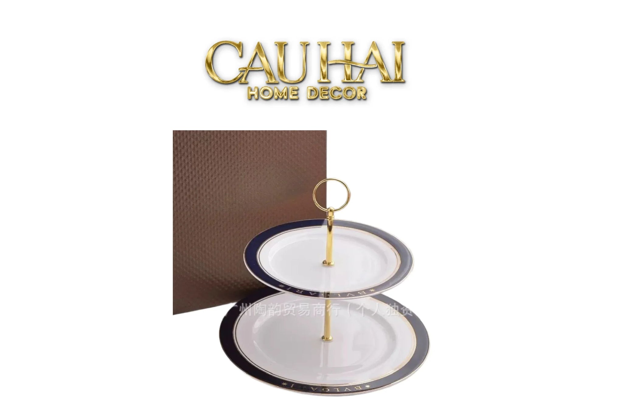 Maison Couture - Đĩa 2 Tầng Belle Vie Luxe Blanc & Bleu Minuit Signature – Deux Niveaux-CẬU HAI HOME DECOR