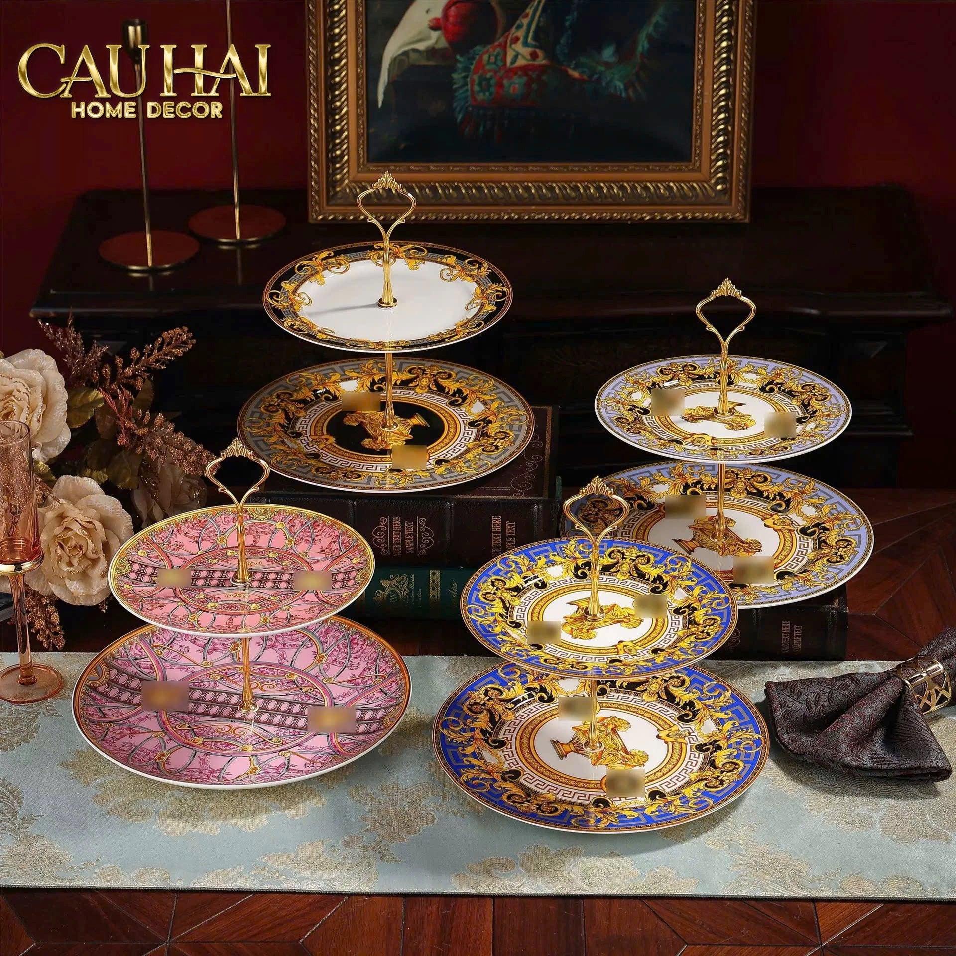 Maison Couture - Đĩa 2 Tầng Black Barocco Prestige Gala VS Étagère-CẬU HAI HOME DECOR