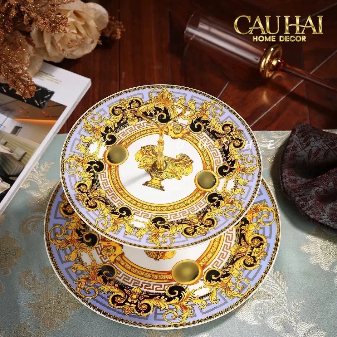 Maison Couture - Đĩa 2 Tầng Black Barocco Prestige Gala VS Étagère-CẬU HAI HOME DECOR