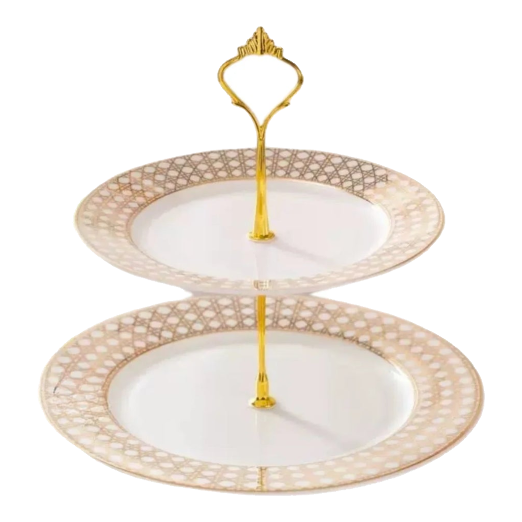 Maison Couture - Đĩa 2 Tầng DO Blanc Perle Cannage Élégance - Deux Niveaux