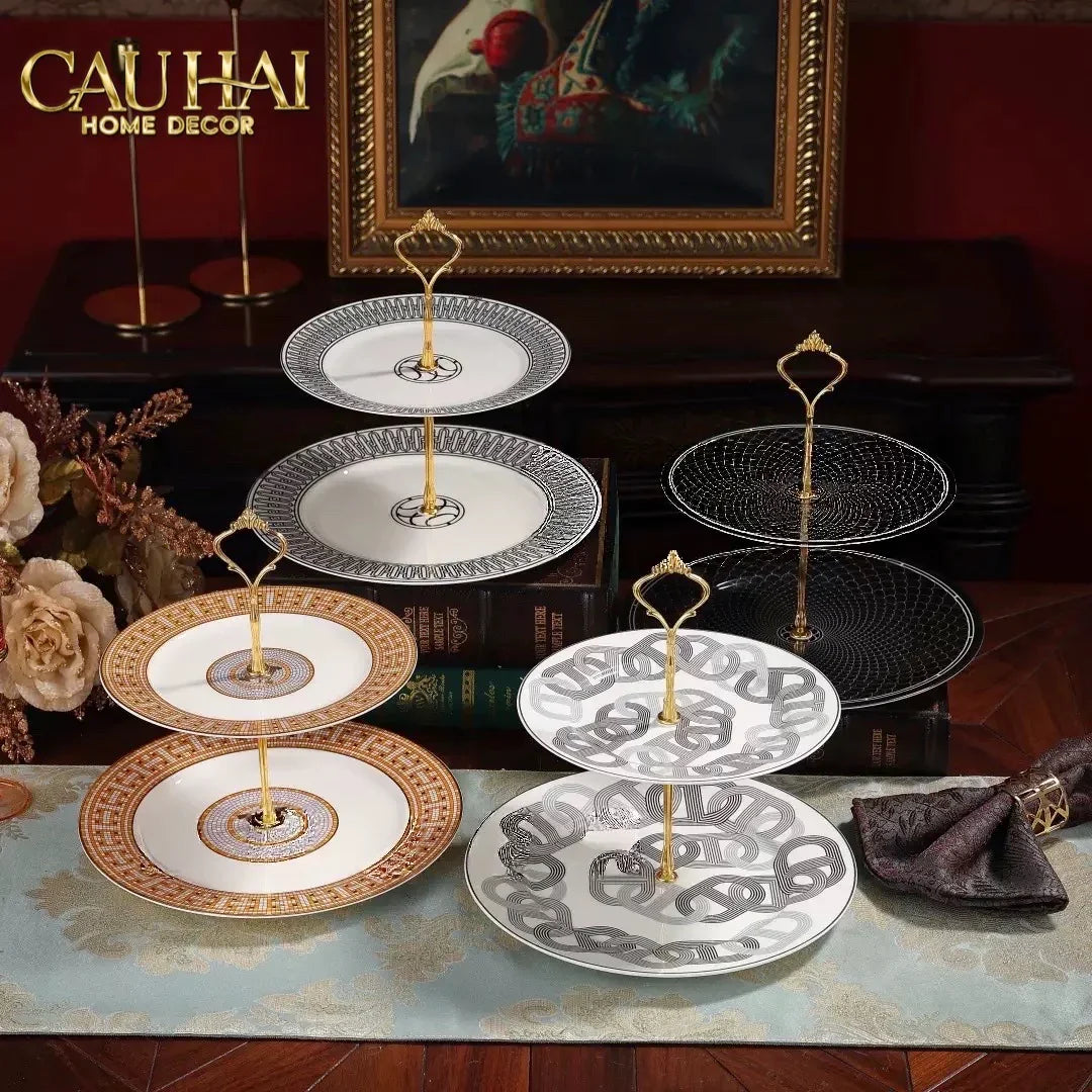 Maison Couture - Đĩa 2 Tầng Helios Étagère Mosaïque Graphique - Deux Niveaux-CẬU HAI HOME DECOR