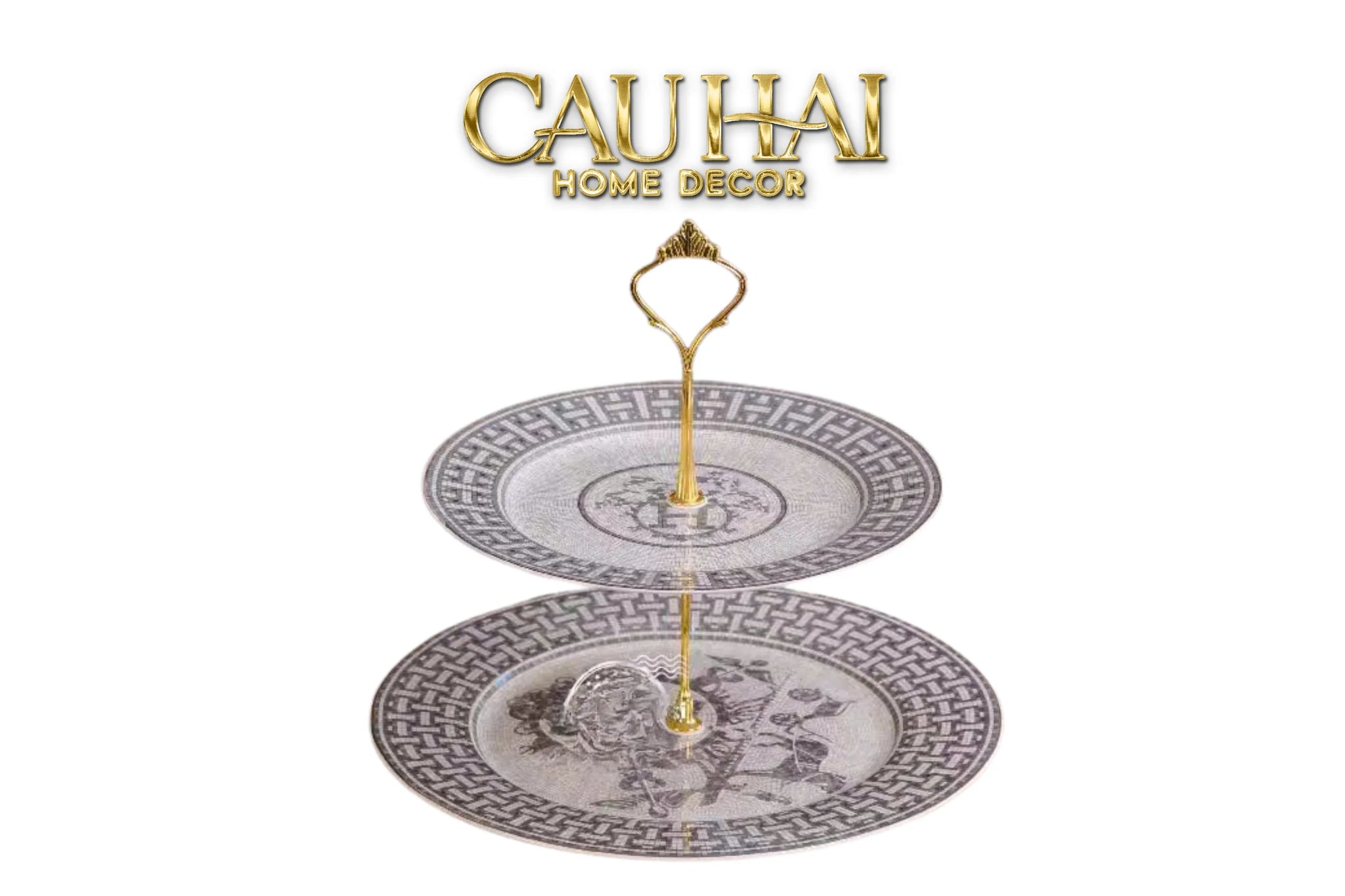 Maison Couture - Đĩa 2 Tầng Helios Étagère Mosaïque Graphique - Deux Niveaux-CẬU HAI HOME DECOR
