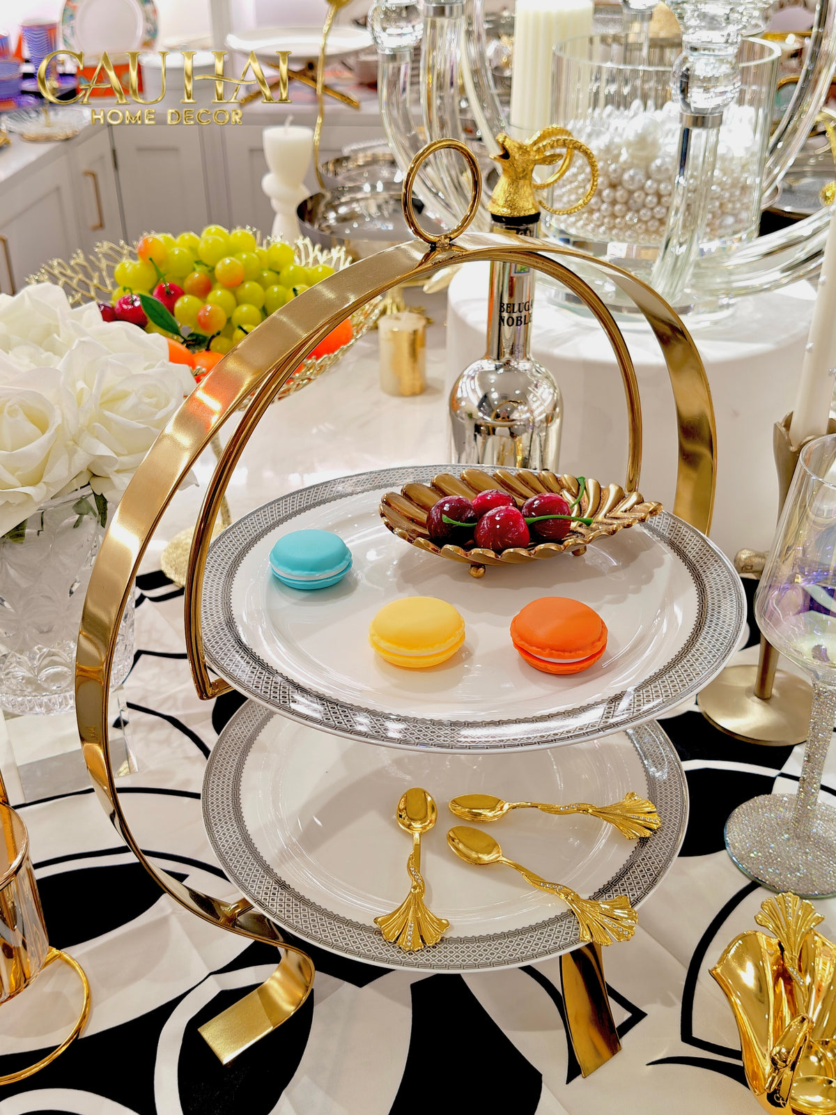Maison Couture - Đĩa Bánh 2 Tầng Gordon Étagère 37x42-SET CHÉN DĨA-Đối tác tại Trung Quốc theo từng đơn đặt hàng-CẬU HAI HOME DECOR