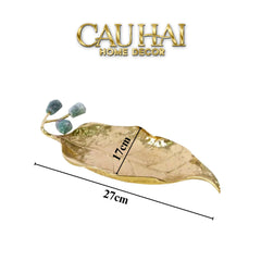 Maison Couture - Đĩa Chiếc Lá Đồng Đá Thạch Anh Lusso Gemstone Brasson Plateau D27x17-CẬU HAI HOME DECOR