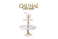 Maison Couture - Đĩa Pha Lê 2 Tầng Thân Cây Đồng Elysian Brasson Branch Indira Atelier 30x42.5-Đĩa Trái Cây-CẬU HAI HOME DECOR