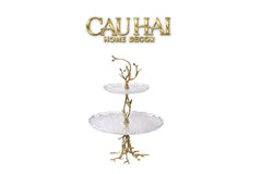 Maison Couture - Đĩa Pha Lê 2 Tầng Thân Cây Đồng Elysian Brasson Branch Indira Atelier 30x42.5-Đĩa Trái Cây-CẬU HAI HOME DECOR